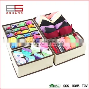 Collapsible Storage Boxes Foldable Bra Underwear Closet Organizer Drawer Dividers 4 Set thumbnail-1