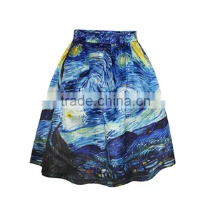 Wholesale Lady Skirt Tutu Skirt Custom Design Van Gogh Print N19-1 thumbnail-1
