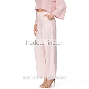 China Supplier Ltweight Plain Dyed Formal Wear Fashion Baggy Pants for Women thumbnail-4