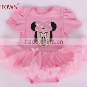 Organic Cotton Baby Girls Lace Dress Sets Short Sleeve Clothing Embroidered With Cake Pattern thumbnail-3