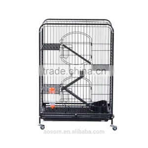 Pawhut 37" 4 Level Indoor Hutch Small Animal Cage - Black thumbnail-2