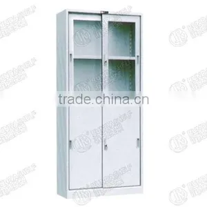 Office File Rack/glass Above and Iron Below Sliding Door Cabinet thumbnail-1