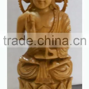 Wooden Handicraft Buddhism Sculptural Decor Gift Japan Carving Handmade God Buddha Statue thumbnail-1