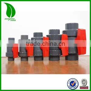 Plastic Pipes PVC Double Union Water Ball Valve With Red Handle thumbnail-1