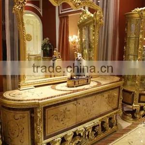 Luxury Golden Fou- Door Display Showcase, Gorgeous Decorative Glass Display Cabinet, Solid Wood Carved Wine Cabinet thumbnail-3
