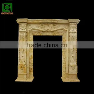 Yellow Marble Flower Carved Door Surround thumbnail-1