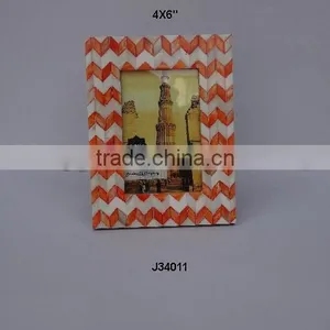 Bone Mosaic Orange Chevron Photo Frame Available in All Photo Sizes thumbnail-1