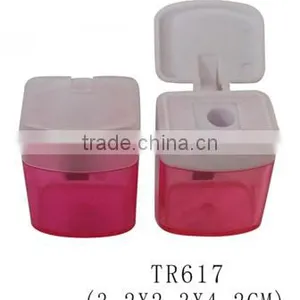 Promotional Plastic Square Case Shape Pencil Sharpener With Cover thumbnail-1