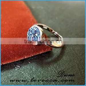 925 Natural Stone Silver Ring Wholesale 8mm Agate Rings thumbnail-1