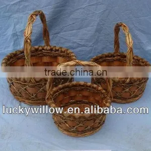 3/s Graceful Willow& Chip Storage Basket With High Handle Garden Basket thumbnail-1