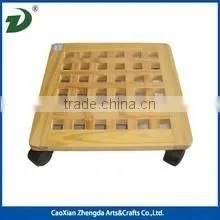 Wooden Square Flowerpot Matwooden Flowerpot Stand With Wheels Round Wooden Flower Stand Mat thumbnail-3