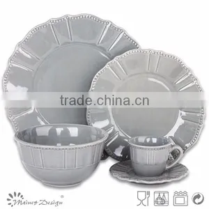 Embossed Solid Color Cheap Dinnerware Set thumbnail-5
