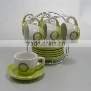 6sets Double Glazed Ceramic Coffee Mugs Set With Logo and Rack thumbnail-1