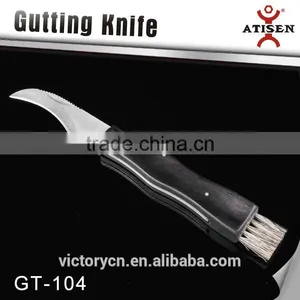 Hot Sale Folding Wooden Handle Mushroom Knife With Brush GT-104 thumbnail-2