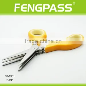 S2-1381 7.25 Inch Stainless Steel With Plastic Handle 3 Blades Soft Grip Herb Scissors thumbnail-4