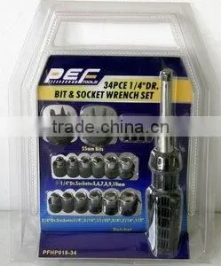 34pcs 1/4"Dr. Bit & Socket Wrench Set thumbnail-1