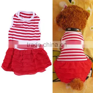 2015 Newly Design Hot Pet Dog Puppy Tutu Princess Dress Stripe Bow Lace Skirt Formal Wedding Clothes Pet Apparel thumbnail-1