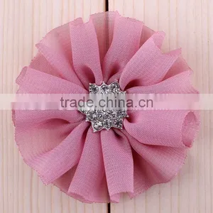 Fabric Chiffon Flower With Rhinestone in Center for Kids Hair Accessories thumbnail-6