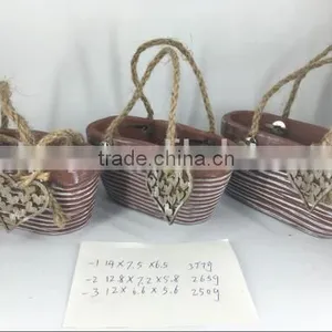 Cement Flower Pot With Rope Handle for Garden Deco thumbnail-3