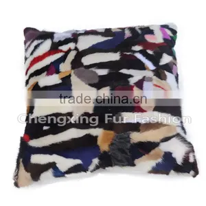 CX-D-81 Home Decoration Pillow Patchwork Mink Fur Cushion & Pillow Cover thumbnail-3