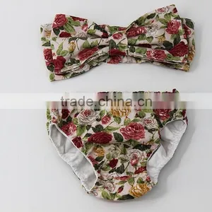 Summer Beach Clothes Set Pretty Girl Bikini Swim Wear Floral Print Fabric Wholesale China Factory thumbnail-4