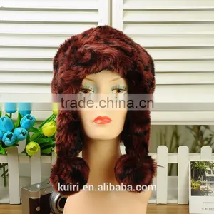 New Hot Faux Fox Fur Knitted Beanies Cap Winter Hats For Women Cute Fashion thumbnail-6