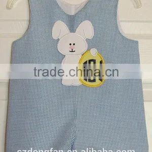 Baby Boy Shortall Longall Easter Applique Monogram Bunny Jon Jon Romper thumbnail-1