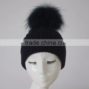 Myfur Knitted Real Fur Pom Pom Attached Crochet Fancy Baby Beanie Hats thumbnail-2