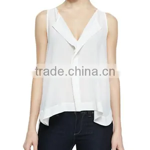 New Fashion White High Low Top Wholesale Woman Clothing thumbnail-1