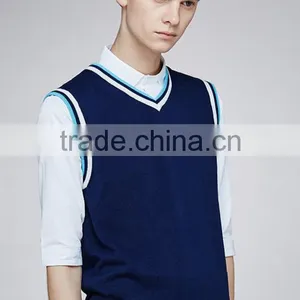 Custom Wholesale Mens Basic Design V-neck School Uniform Sweater Vest for Sale thumbnail-5