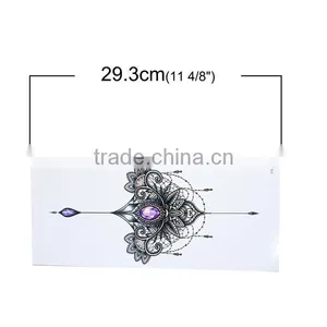 Paper Removable Waterproof Temporary Sternum Tattoo Sticker Body Art Purple Leaf Pattern Temporary Tattoos China thumbnail-2