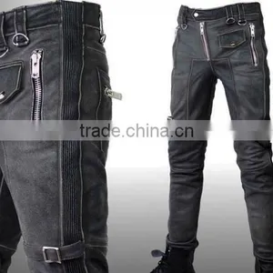 Black Motorcycle Pant/ Motorbike Leather PANT CE Armour to Knee & Hips thumbnail-6