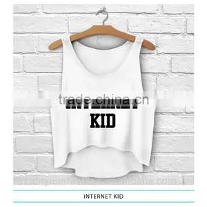 Fashion Girls 3D Design Sleeveless Sports Gym Irregular Tank Top With Pattern For Women thumbnail-4