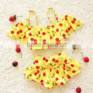 2017 Cute Cherry-print Two Pieces For Kids Girls Swimwear thumbnail-2
