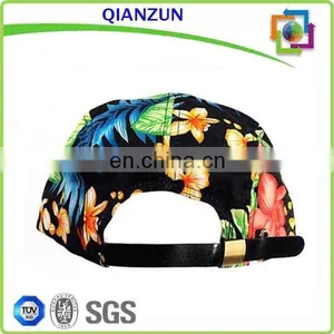 Leather Back Strap Print Pattern Hat Custom Logo 5 Panel Hat Wholesale thumbnail-1