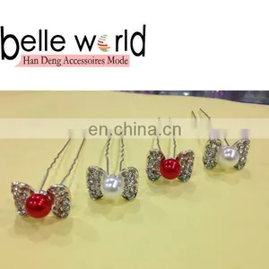 Bow Hair Pin Stick Hair Bun Hair Fork With Pearl thumbnail-1