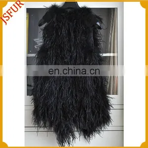 2015 Black Ostrich Feather Vest Women's Fur Vest With Real Ostrich Feather thumbnail-2