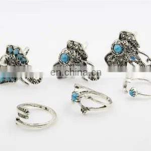 Antique Silver Elephant Design Statement 6 Rings Set thumbnail-3