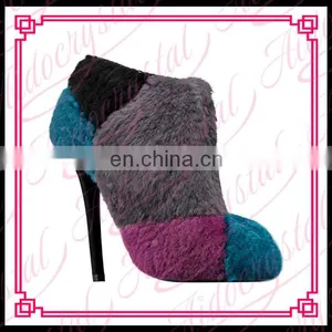Aidocrystal Fashionable Ankle Boots Fashion Ladies Warm Winter Mix Color Fur Boots High Heels Women's Shoes thumbnail-1
