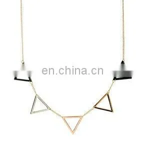 HOT Two Tone Triangle Shape Necklace Brand Simple Fashion Charm Gift thumbnail-1