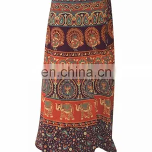 Indian Wrap Around Skirt Printed Wraparound Hippie Boho Gypsy Mandala Cotton Wrap Around Skirt Dress Hippie Boho Women Skirt thumbnail-1