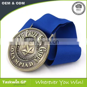 Antique Gold Plated Free Design Custom Sport Medals With Ribbon thumbnail-2