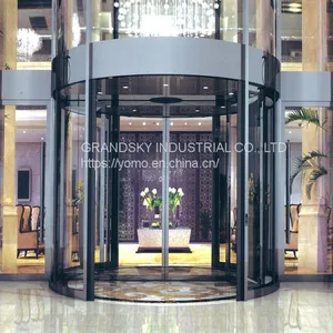 Two-wing Automatic Revolving Door, Tempered Glass Hotel Revolving Door thumbnail-2