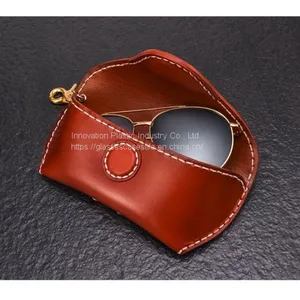 100% Purity Leather, Vintage Sunglasses Case; Crush-resistant, Personalized Eyewear Case thumbnail-2