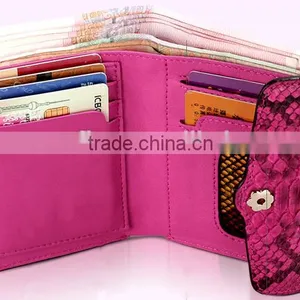 Short Style Color Rare Python Skin Leather Wallet Smart Multifunction Card Holder Two Folder Purse for Women thumbnail-2