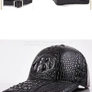 Leather Hats Men's Trendy Peaked Caps Autumn And Winter Crocodile Leather Outdoor Shade Fashion Baseball Caps Travel Sun Protection Caps thumbnail-4