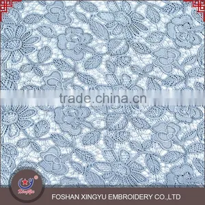 Custom Promotion Soft Light Blue Guipure Fabric Chemical Water Soluble Lace for Evening Dress thumbnail-2