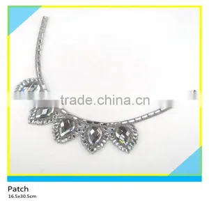 Yellow Octagon Ceramic Patch Hotfix Ceramic Mix Rhienstone Applique 10.5x25.5cm thumbnail-6
