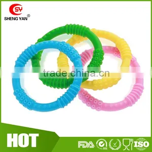 4 Funny Colorful and BPA Free Silicone Sensory Teething Baby Teether Ring Toys,Soothing Pain Relief and Drool Proof Infant Toys thumbnail-3