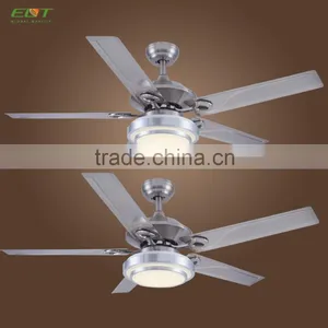 Brushed Nickel Retractable Ceiling Fan With Wood Blades thumbnail-1